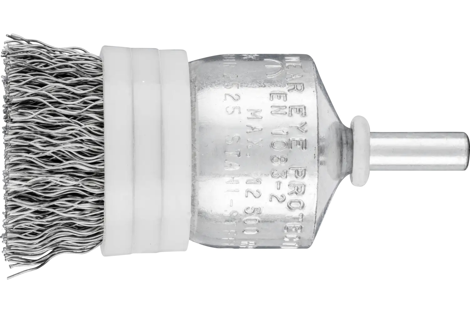 Picture of Pferd Banded Crimped Wire End Brush 1" Dia. .014 Carbon Steel 1/4" Shank